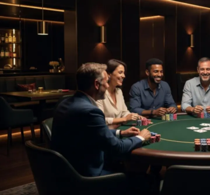 Társaság beszélget és játszik egy hangulatos, sötét tónusú Budanight eseményen