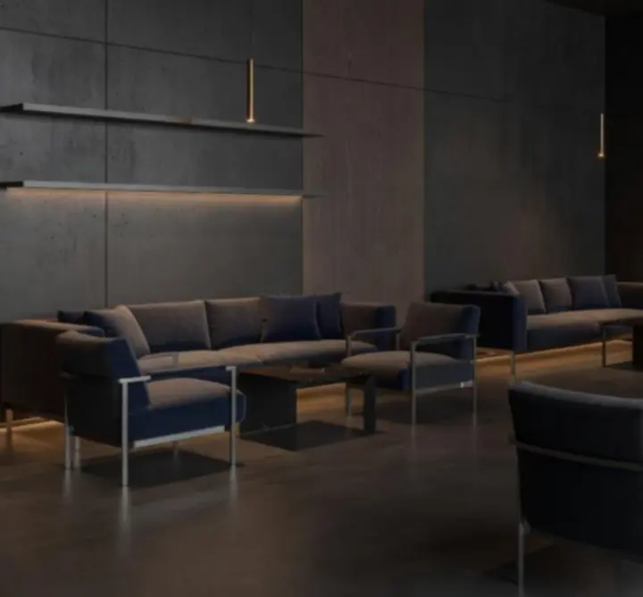 Modern, elegáns lounge tér vendégekkel Budanight eseményen