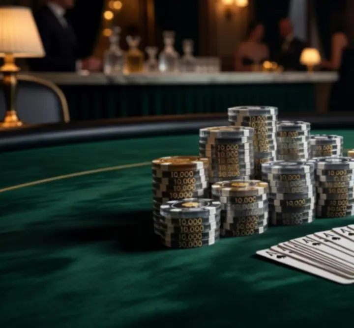 Prémium kivitelű pókerasztal részlet, letisztult Budanight enteriőrben