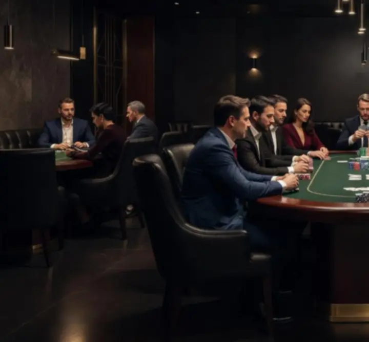 Elegáns, megvilágított pókerasztal Budanight rendezvényen