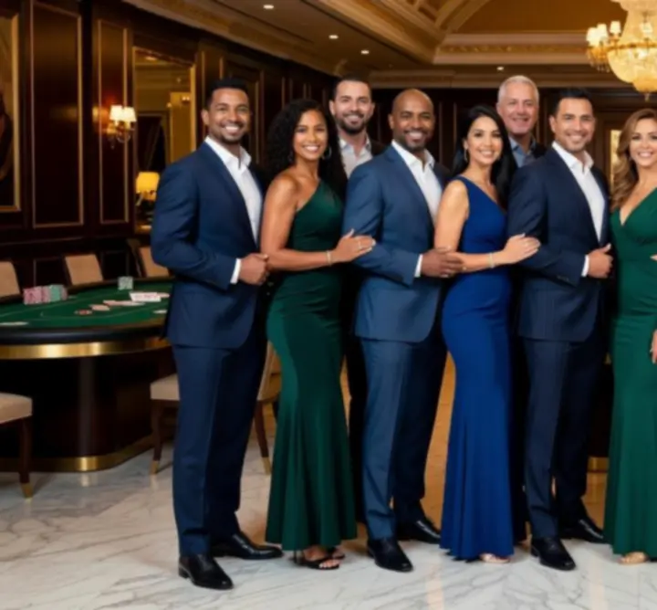 Budanight házigazdák elegáns pókerasztal mellett